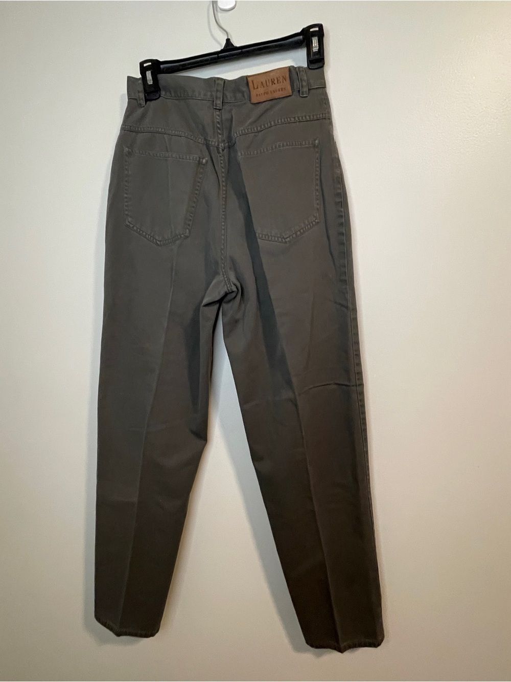 Lauren Ralph Lauren Olive Green High-Waist Tapered Trousers - Picture 4 of 8